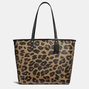 Coach Reversible City Tote With Leopard Print